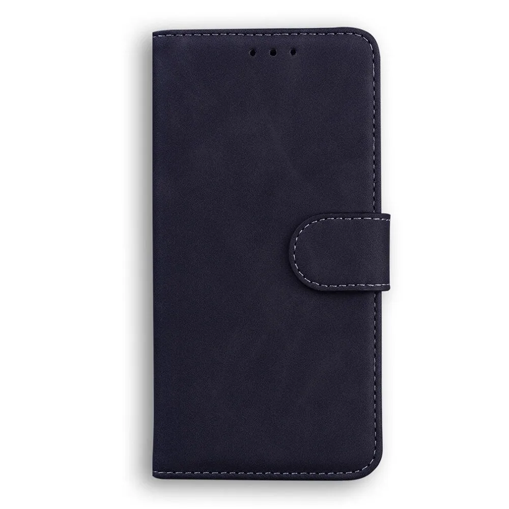 Anymob Samsung Case Dark Blue Fashion Magnetic Flip Solid Color card Slot wallet Back Cover