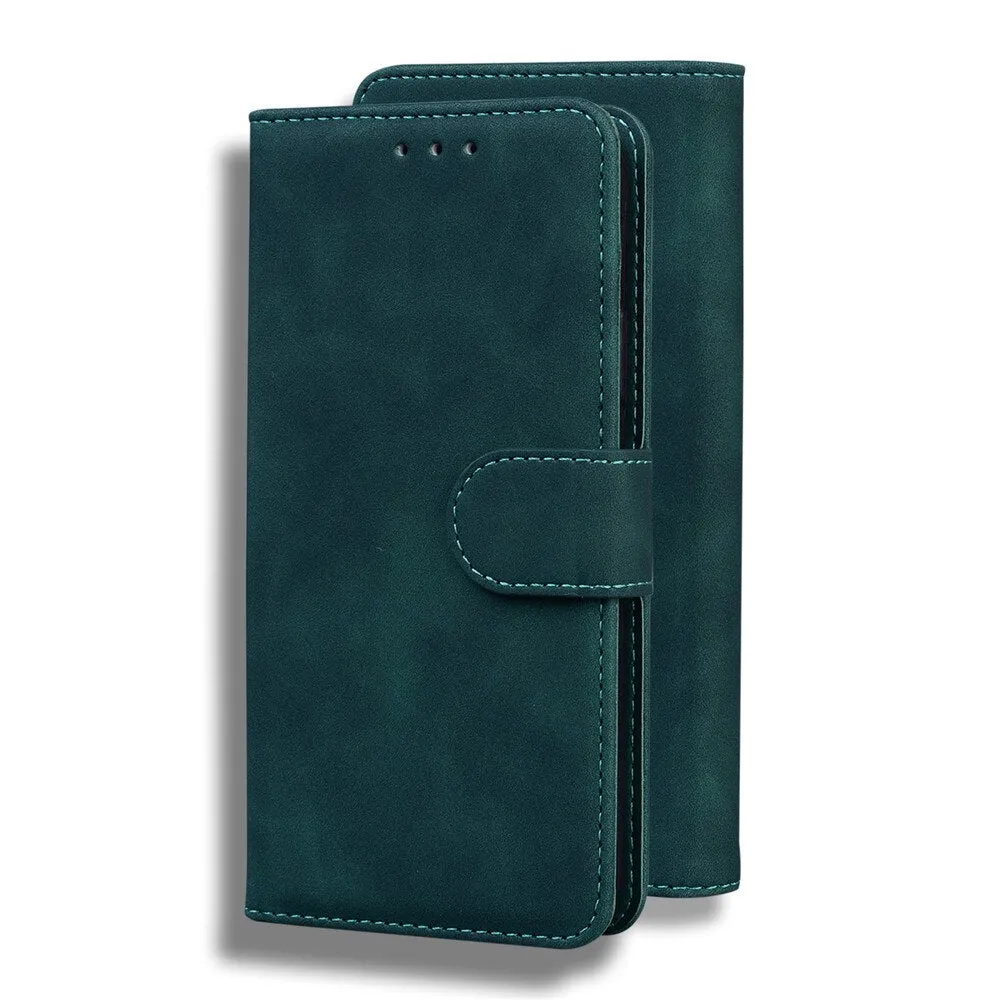 Anymob Samsung Case Dark Blue Fashion Magnetic Flip Solid Color card Slot wallet Back Cover