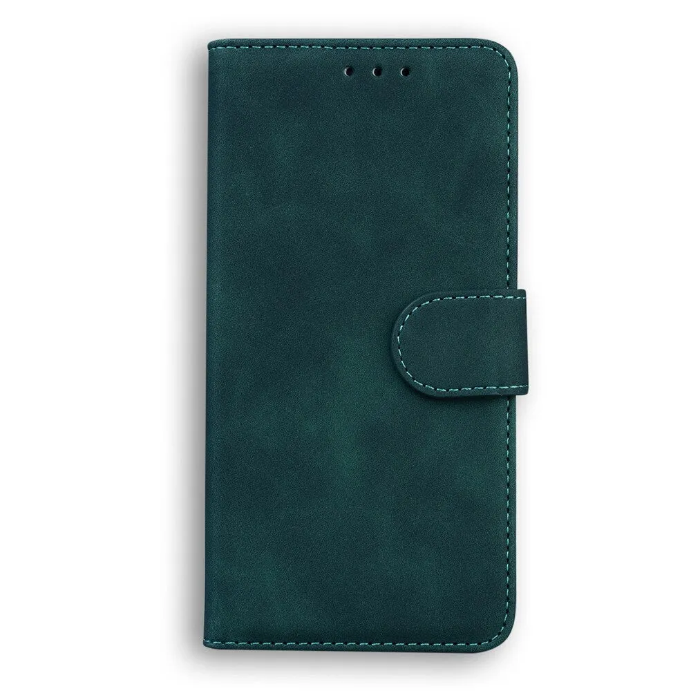 Anymob Samsung Case Green Fashion Magnetic Flip Solid Color card Slot wallet Back Cover