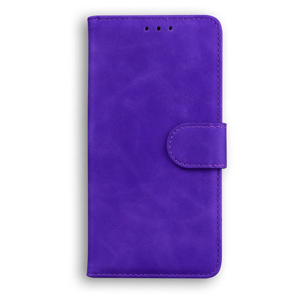 Anymob Samsung Case Purple Fashion Magnetic Flip Solid Color card Slot wallet Back Cover