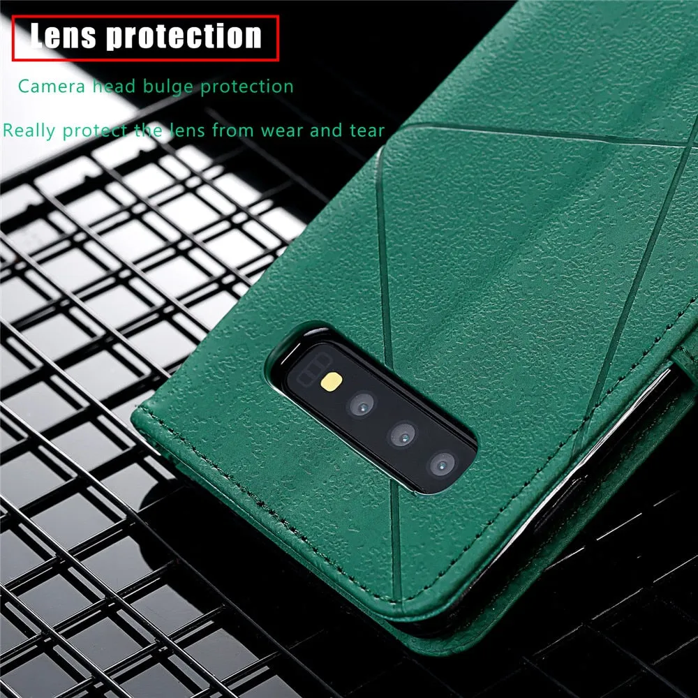 Anymob Samsung Dark Black Leather Flip Case Wallet Phone Cover Protection