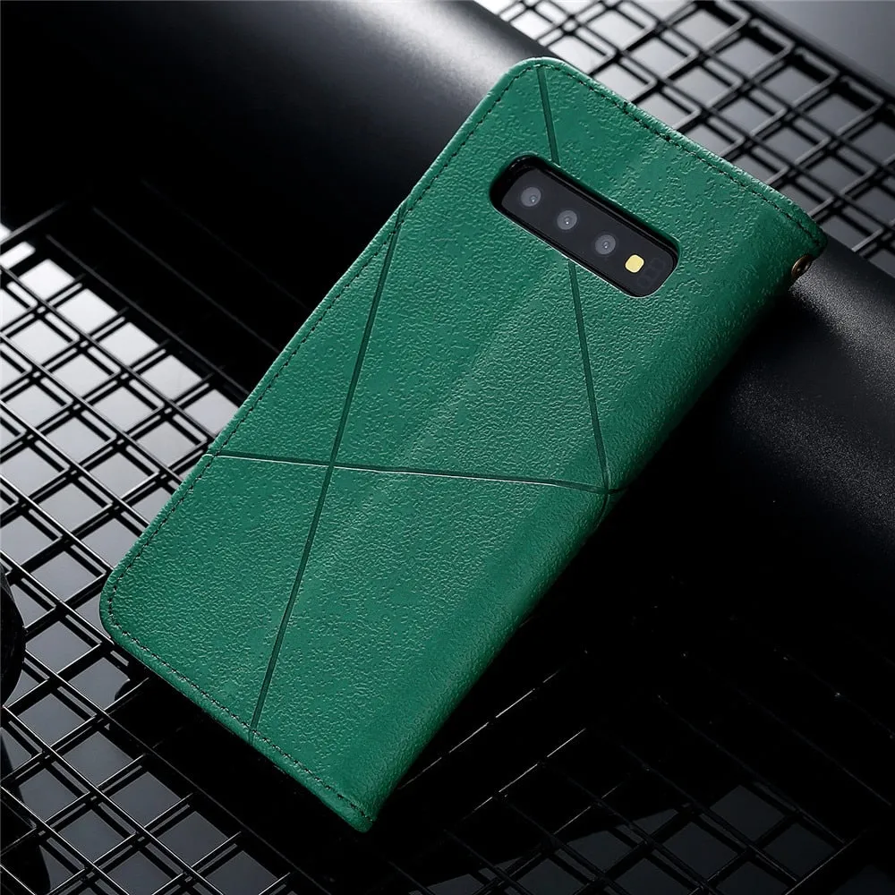 Anymob Samsung Dark Black Leather Flip Case Wallet Phone Cover Protection