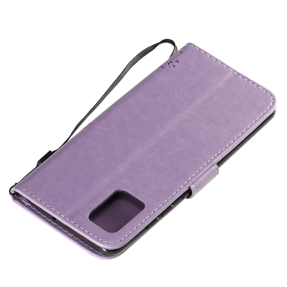 Anymob Samsung Dark Pink Tree Cat Leather Flip Case Wallet Phone Cover Protection