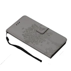 Anymob Samsung Gray Tree Cat Leather Flip Case Wallet Phone Cover Protection