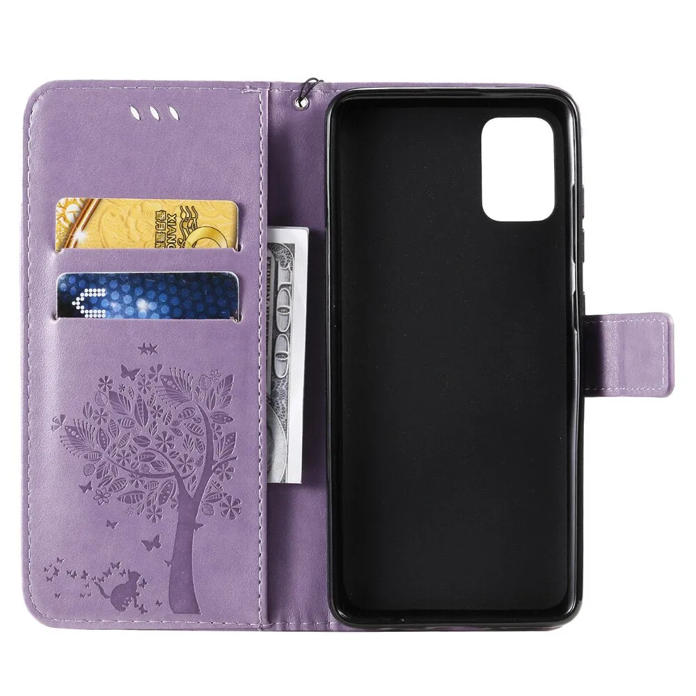 Anymob Samsung Gray Tree Cat Leather Flip Case Wallet Phone Cover Protection