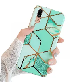 Anymob Samsung Green Marble Flower Case Back Cover Art Leaf Silicone Phone Protection