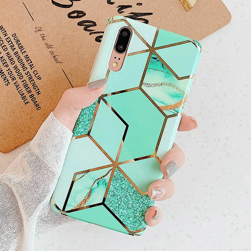 Anymob Samsung Green Marble Flower Case Back Cover Art Leaf Silicone Phone Protection