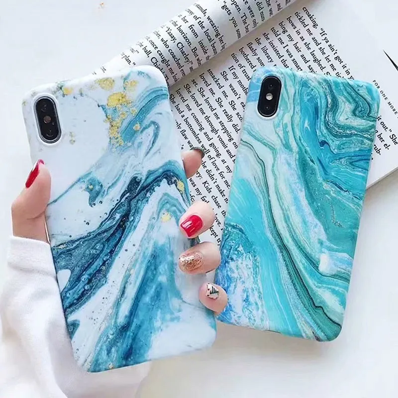Anymob Samsung Ocean Blue Marble Flower Case Back Cover Art Leaf Silicone Phone Protection