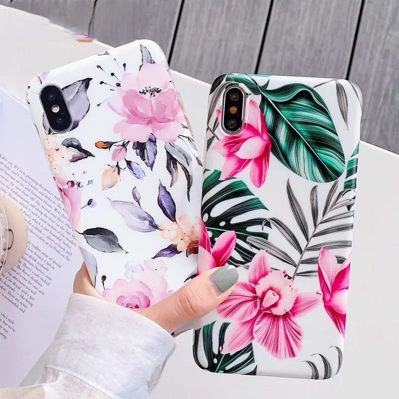 Anymob Samsung Ocean Blue Marble Flower Case Back Cover Art Leaf Silicone Phone Protection