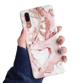 Anymob Samsung Peach Marble Flower Case Back Cover Art Leaf Silicone Phone Protection