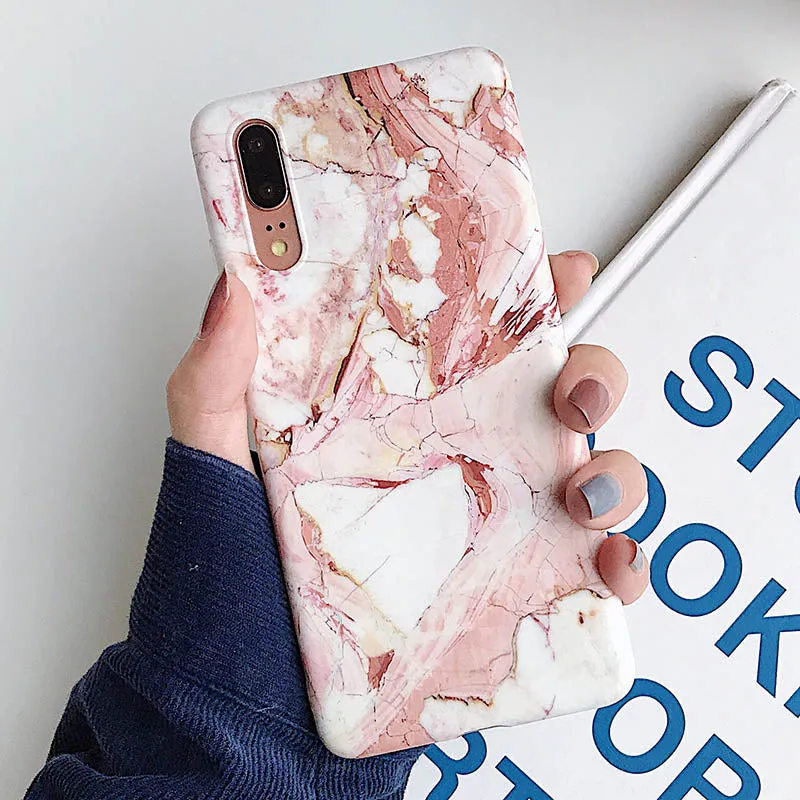 Anymob Samsung Peach Marble Flower Case Back Cover Art Leaf Silicone Phone Protection