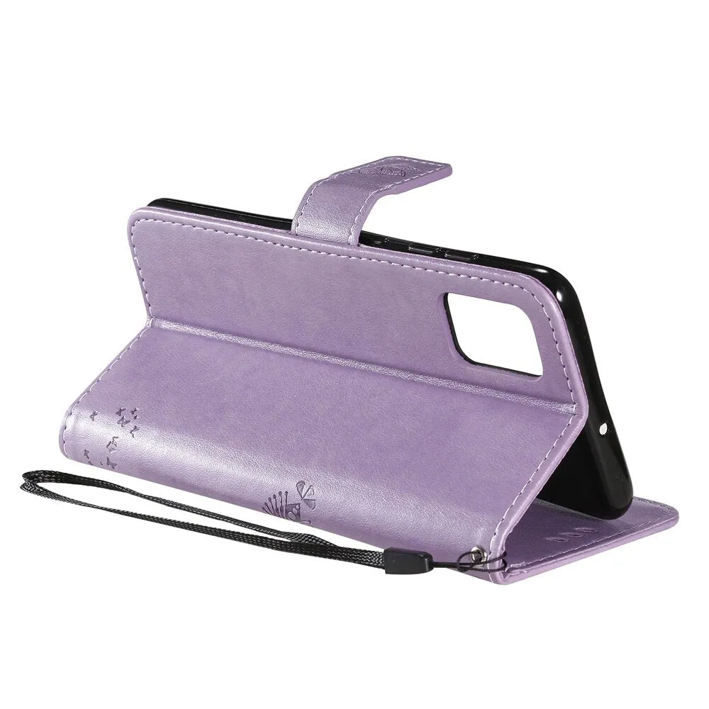 Anymob Samsung Purple Tree Cat Leather Flip Case Wallet Phone Cover Protection