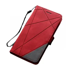 Anymob Samsung Red Flip Wallet Leather Cases Phone Cover Protection