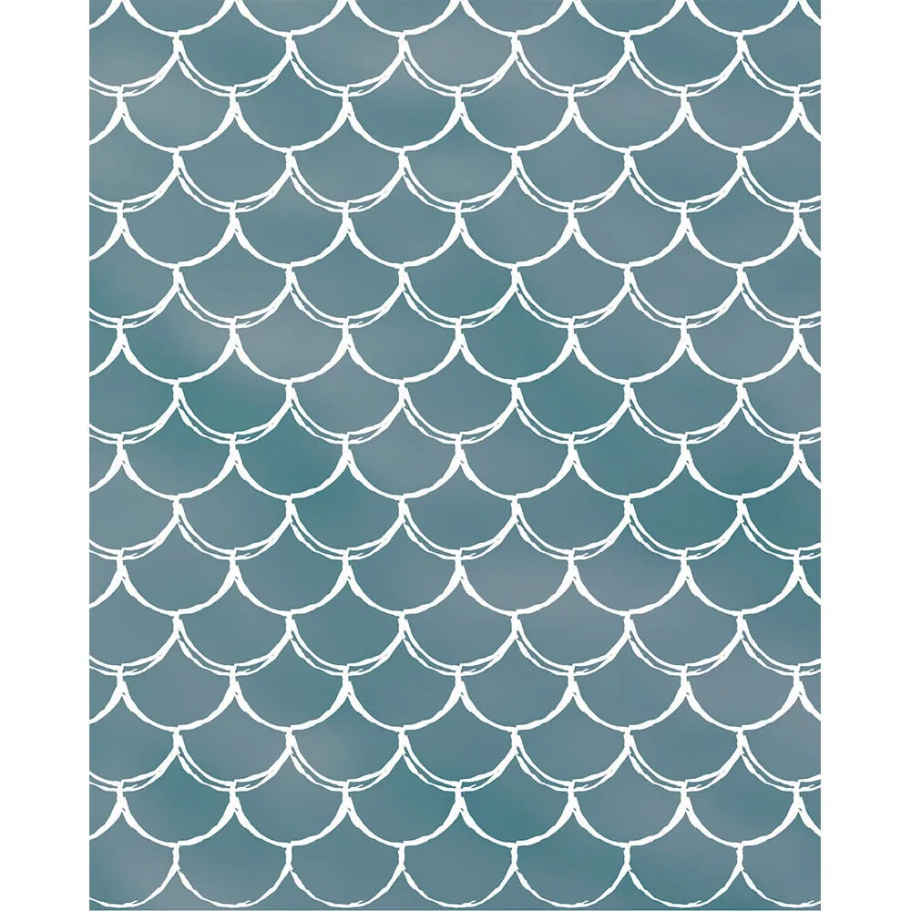 Aqua Mermaid Scales Printed Backdrop