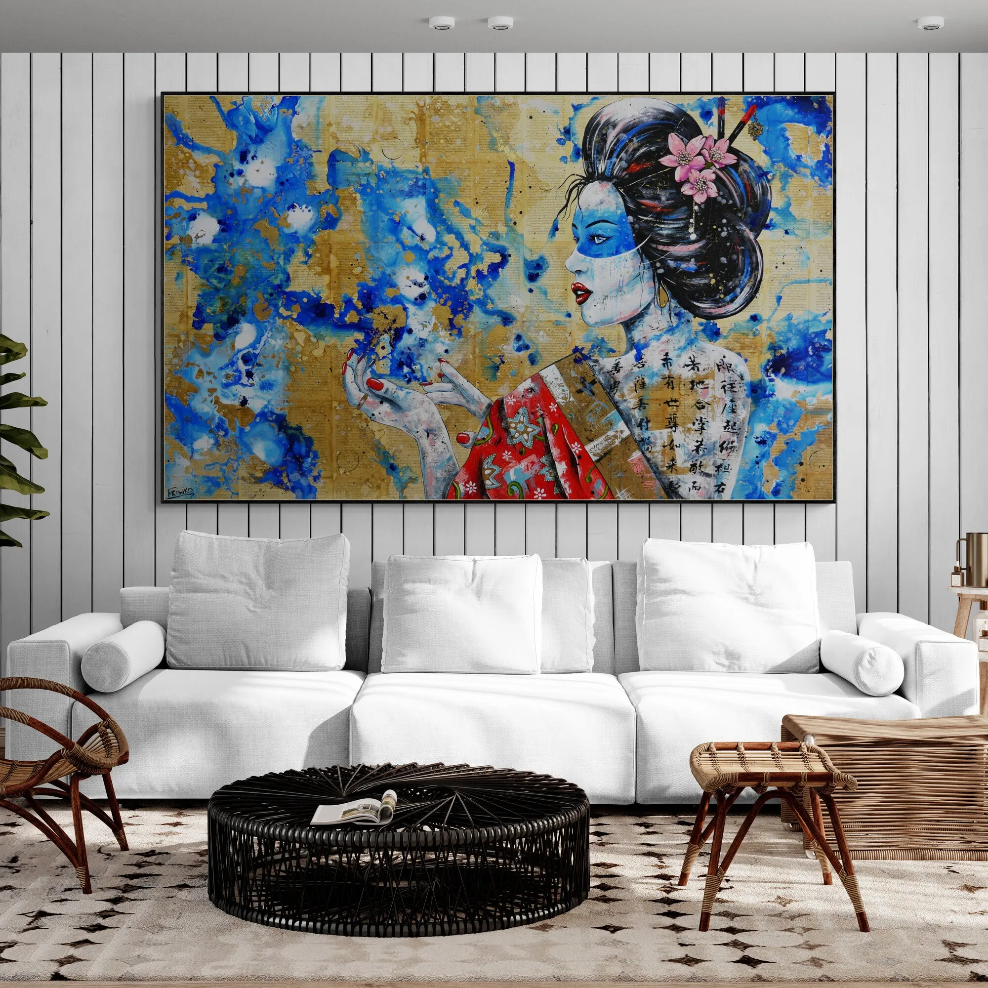 Aquilla 200cm x 120cm Geisha Abstract Realism Book Club Painting