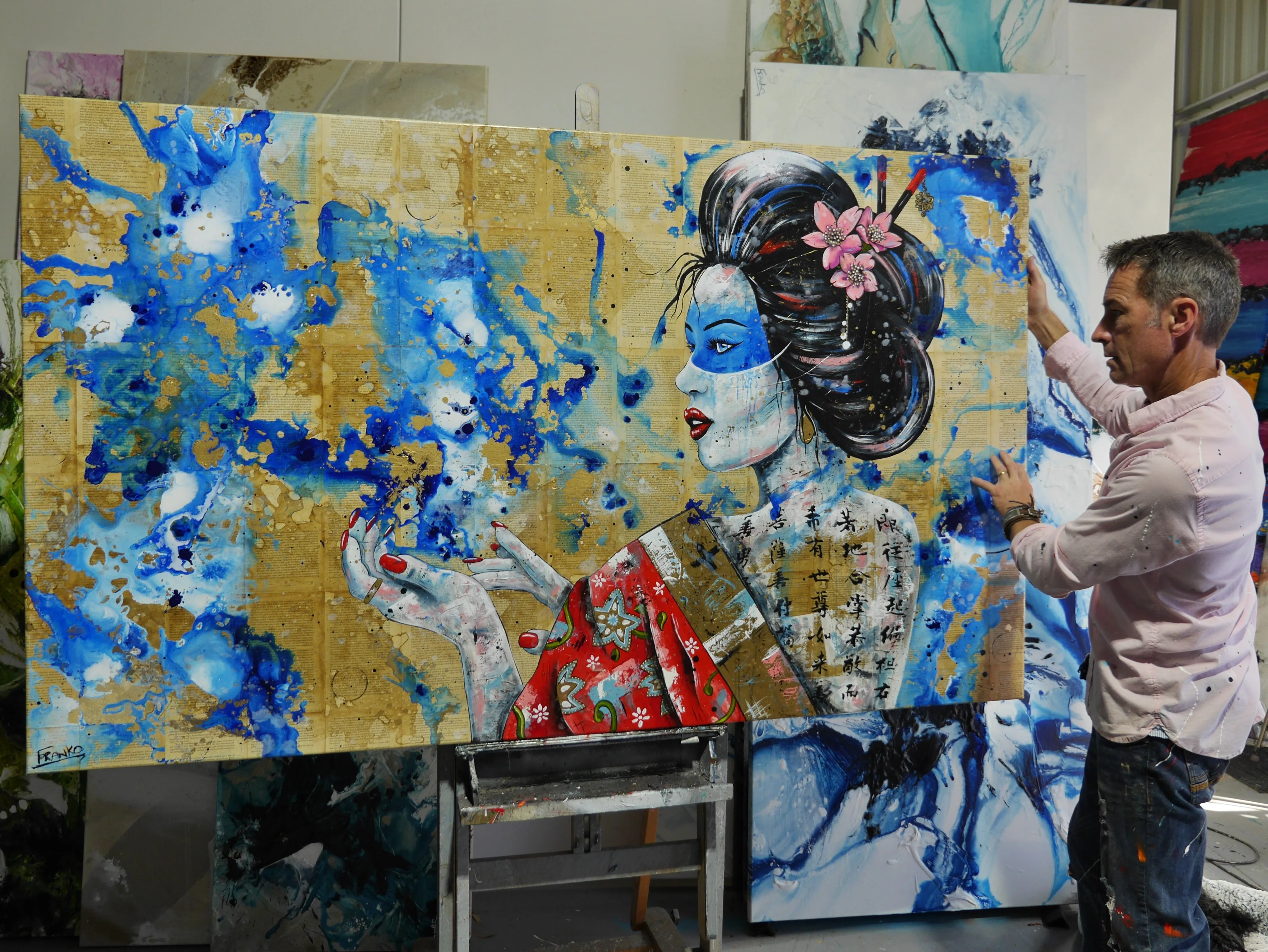 Aquilla 200cm x 120cm Geisha Abstract Realism Book Club Painting