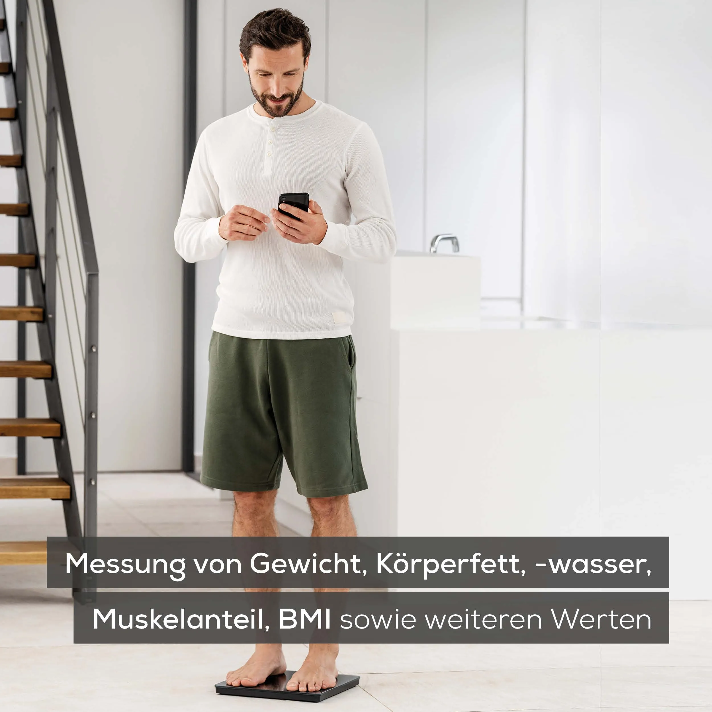 Beurer BF 500 diagnostic scales with Bluetooth and app, digital body fat scales with 180 kg load capacity, analysis scales for measuring body fat, muscle percentage, calorie requirements etc., XL display Bluetooth connection   large display