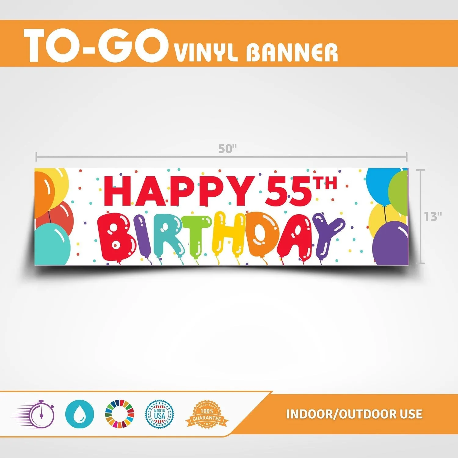 Birthday Celebrations Balloons Age To-Go Banner 50" x 13" | 1ct