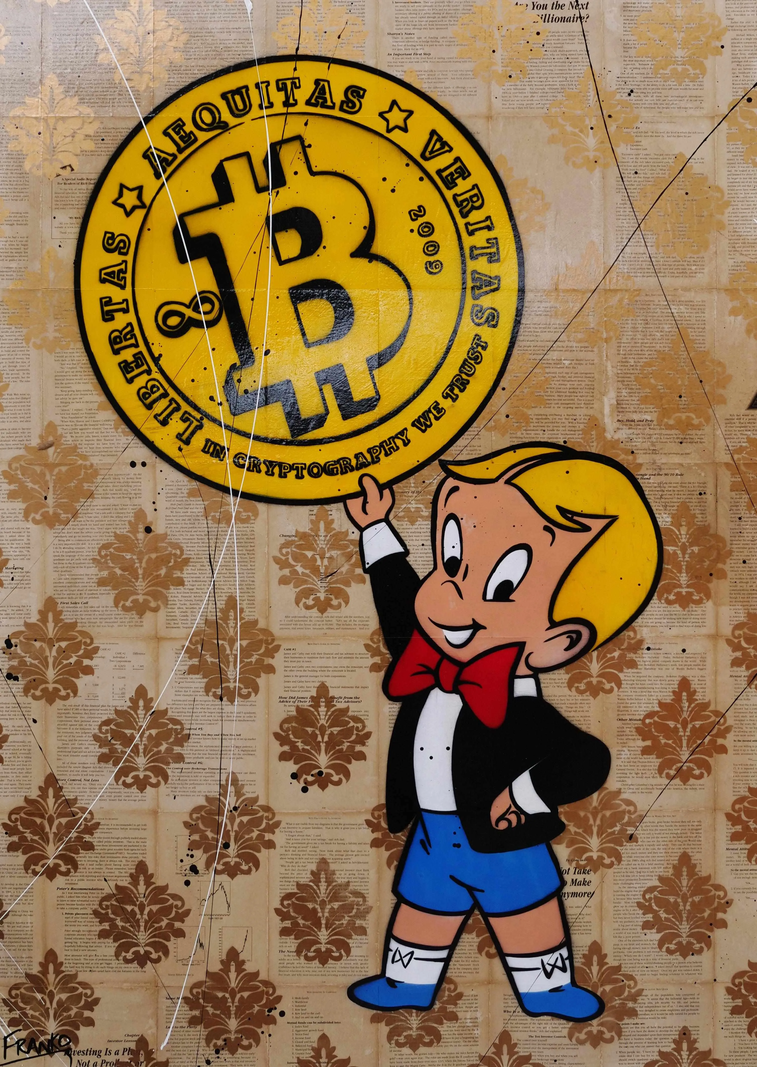 Bitcoin Futures 140cm x 100cm Richie Rich Bitcoin Urban Pop Book Club Painting (SOLD)