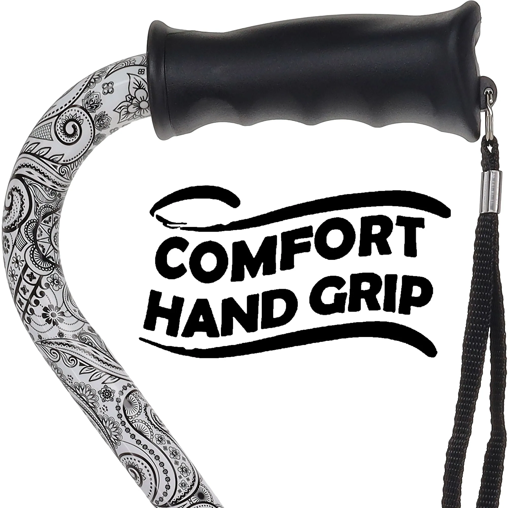Black & White: Comfort Grip Adjustable Offset Walking Cane