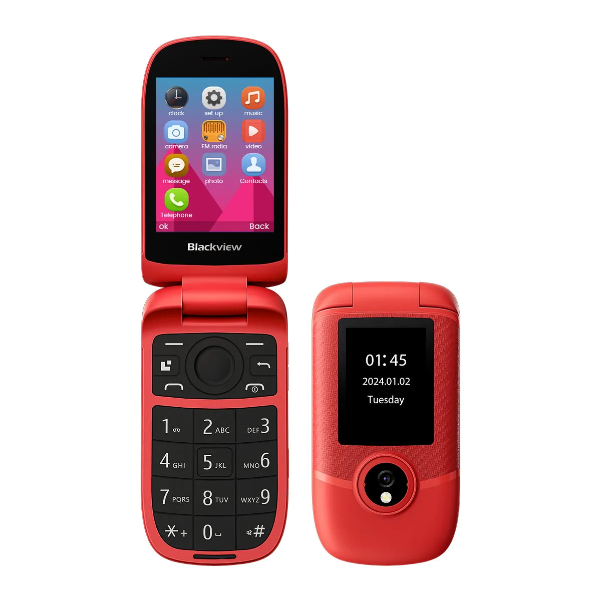 Blackview N2000 Flip 2.8" 1.77" Display Unisoc T107 1500mAh Dual SIM 4G Cell Phone