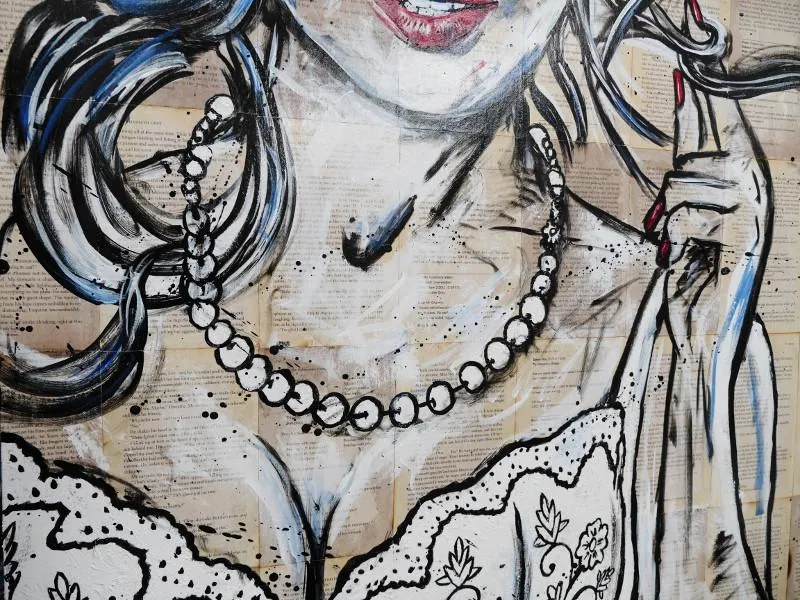 Blonde Blue Red 120cm x 100cm 50 Shades of Grey Vintage Book Pop art Painting (SOLD)
