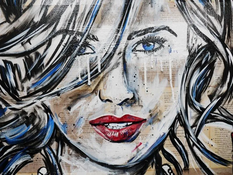 Blonde Blue Red 120cm x 100cm 50 Shades of Grey Vintage Book Pop art Painting (SOLD)