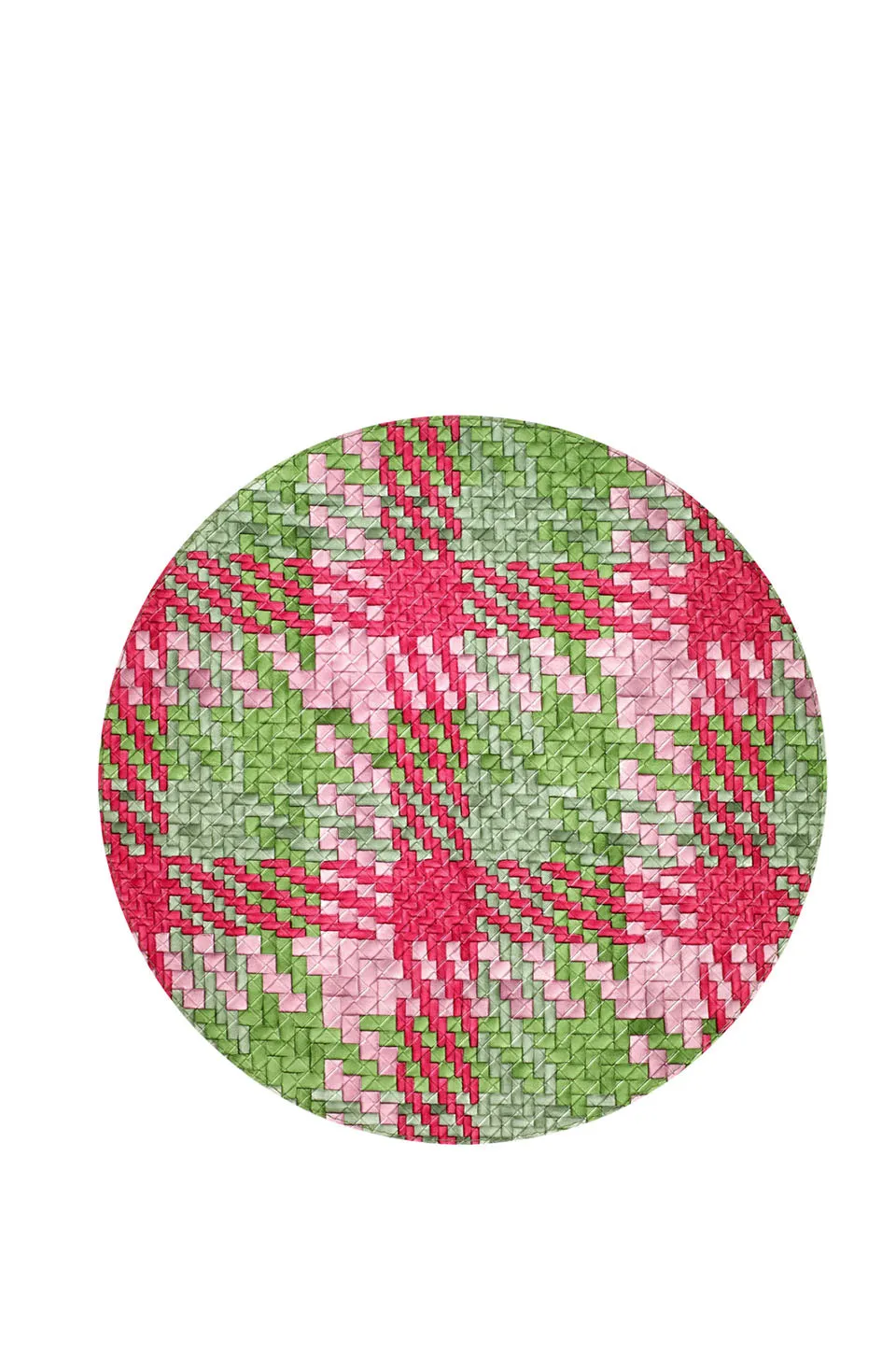 Bodrum Group Nantucket 15" Round Placemats In Green/Pink, Set of 4
