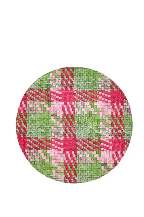 Bodrum Group Nantucket 15" Round Placemats In Green/Pink, Set of 4