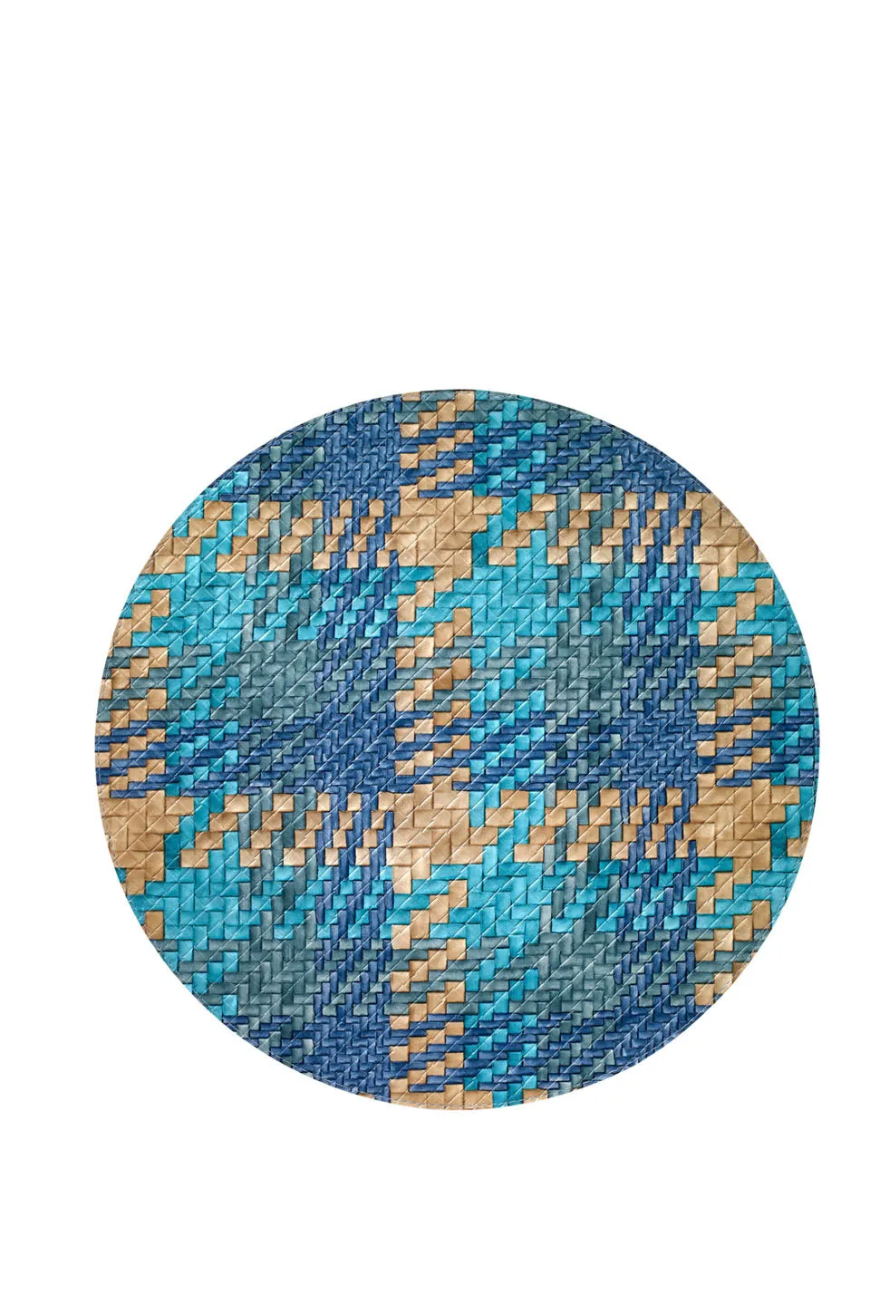 Bodrum Group Set Of 4 Nantucket 15" Round Placemats In Blue/Turquoise