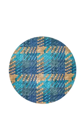 Bodrum Group Set Of 4 Nantucket 15" Round Placemats In Blue/Turquoise