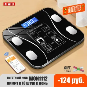 Body Fat Scale Smart Wireless Digital Bathroom Weight Scale Body Composition Analyzer With Smartphone App Bluetooth-compatible