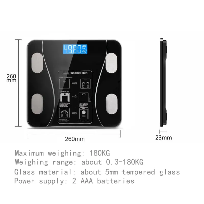 Body Fat Smart Scale Wireless Digital Bathroom Weight Scale Body Composition Analyzer With Smartphone App Bluetooth-compatible