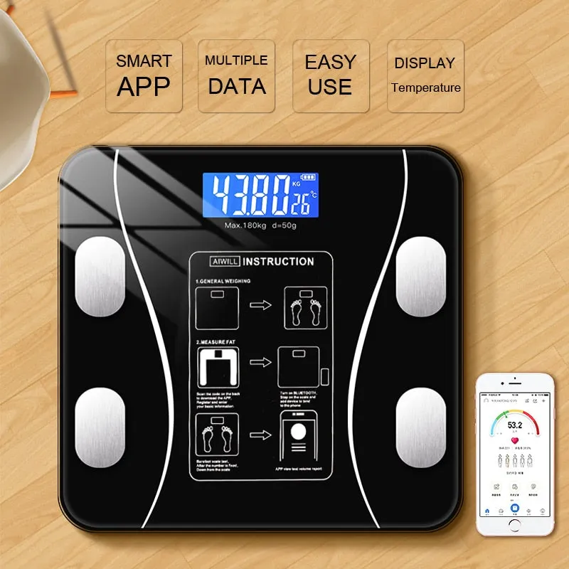 Body Fat Smart Scale Wireless Digital Bathroom Weight Scale Body Composition Analyzer With Smartphone App Bluetooth-compatible