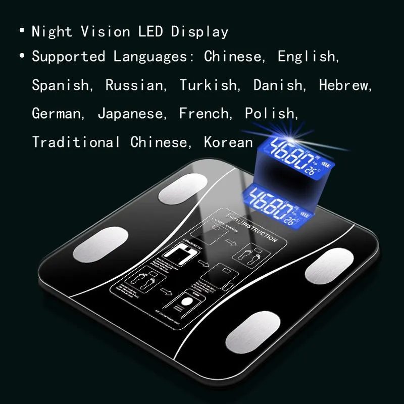 Body Fat Smart Scale Wireless Digital Bathroom Weight Scale Body Composition Analyzer With Smartphone App Bluetooth-compatible