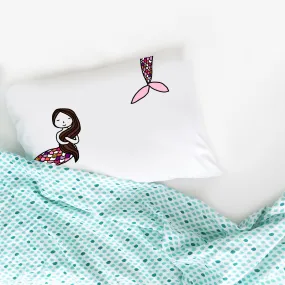 Brunette Mermaid Pillowcase Standard Size 20X30"