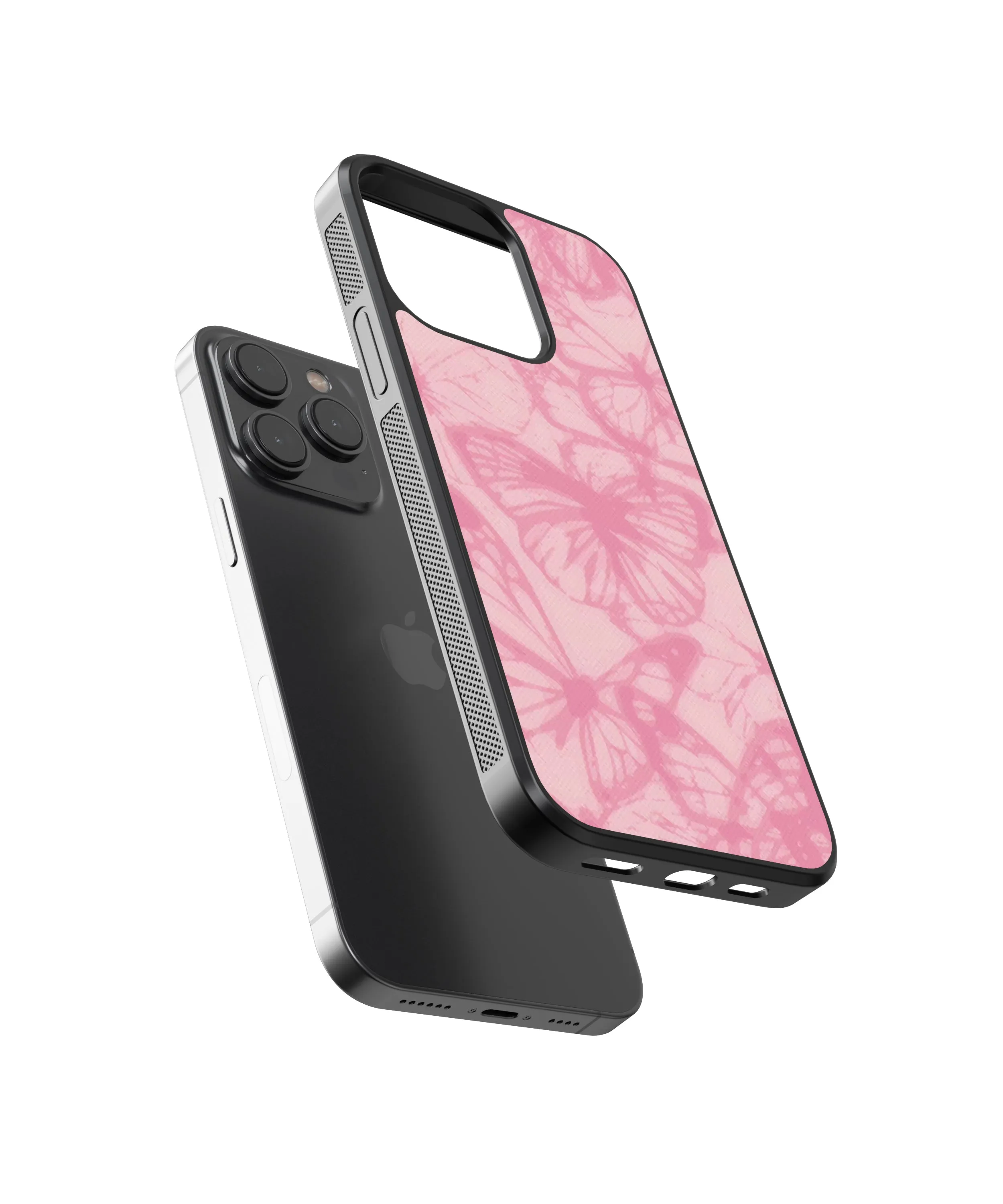 Butterflies Pink Abstract Glass Phone Case Cover