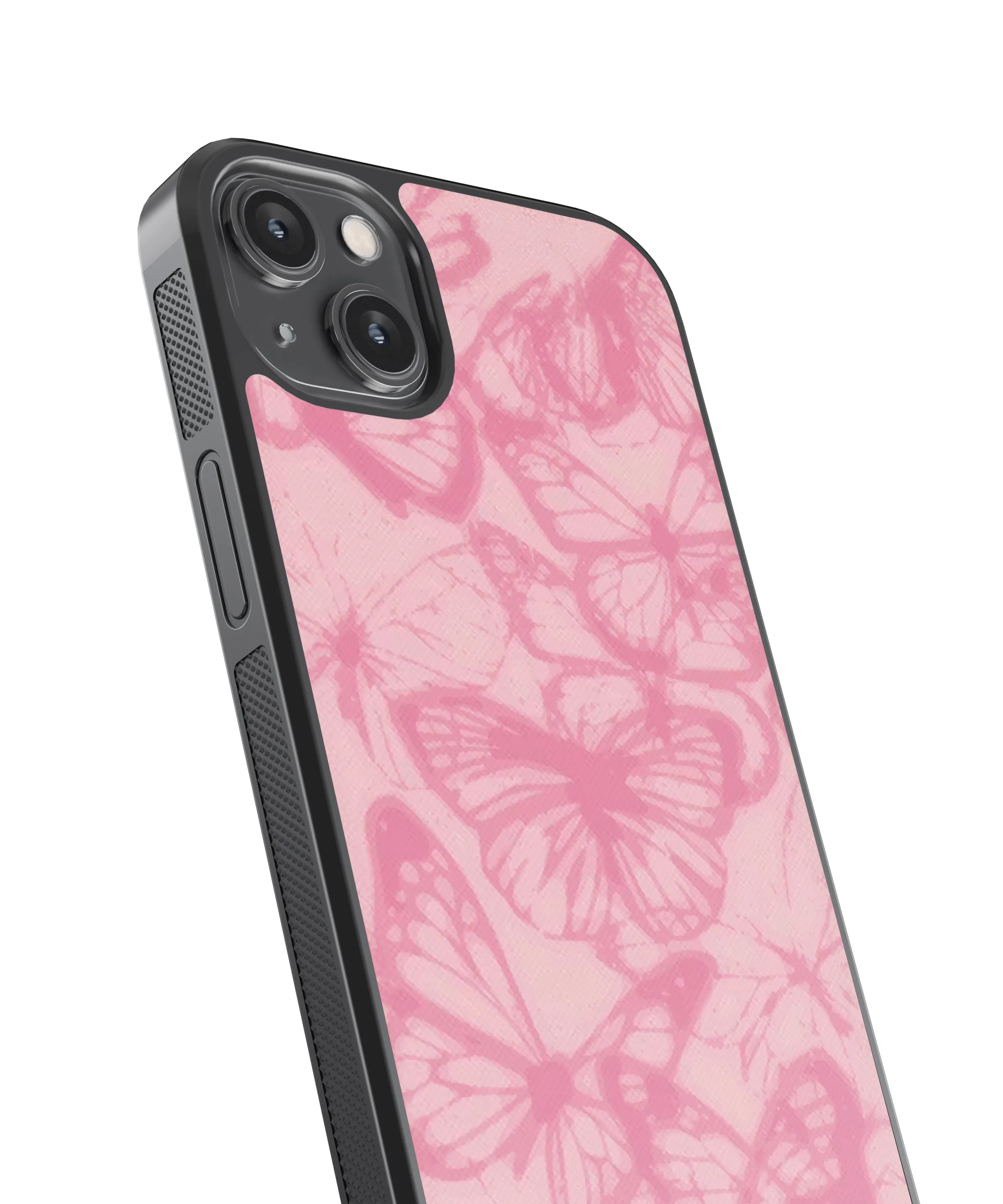 Butterflies Pink Abstract Glass Phone Case Cover