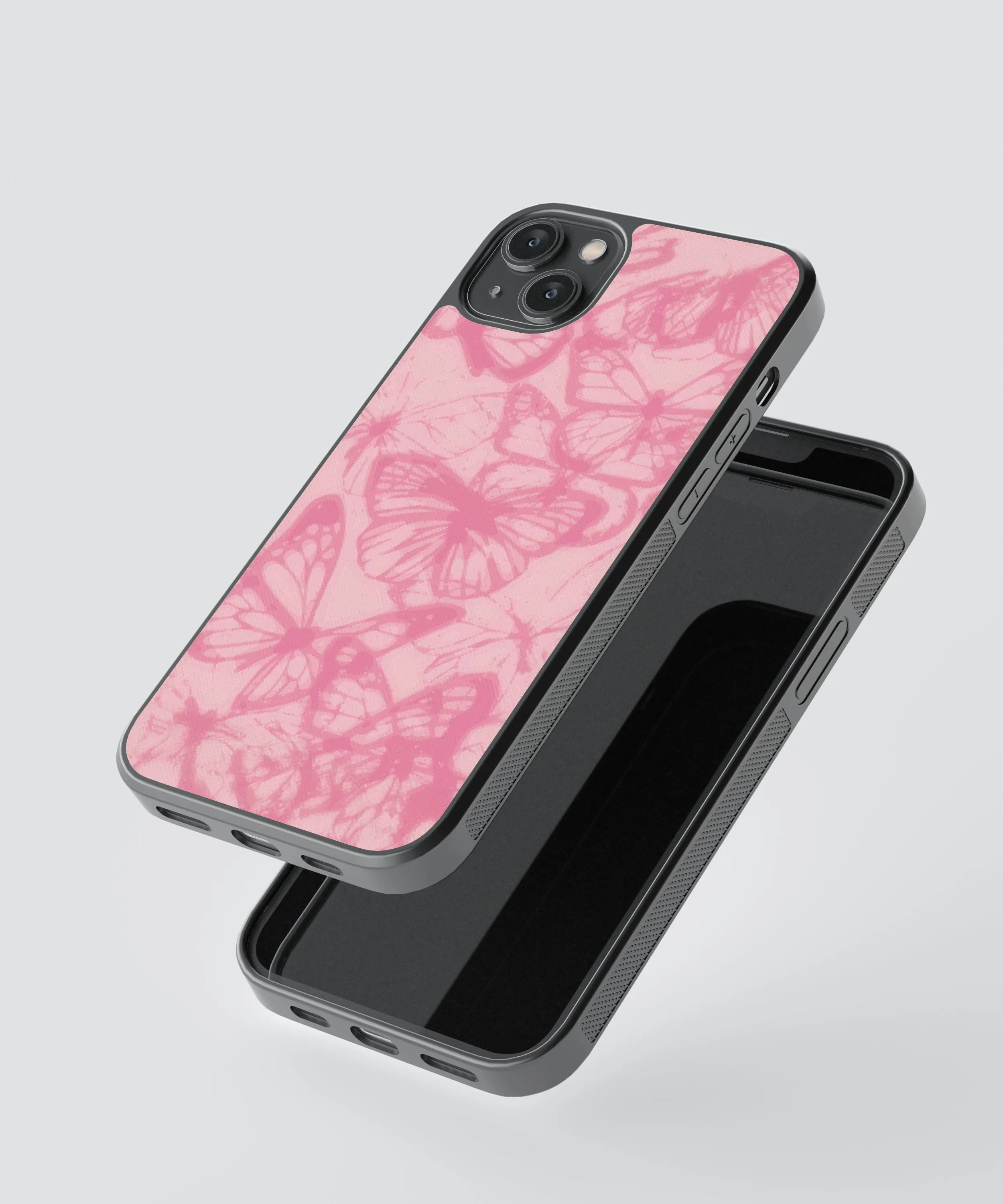 Butterflies Pink Abstract Glass Phone Case Cover