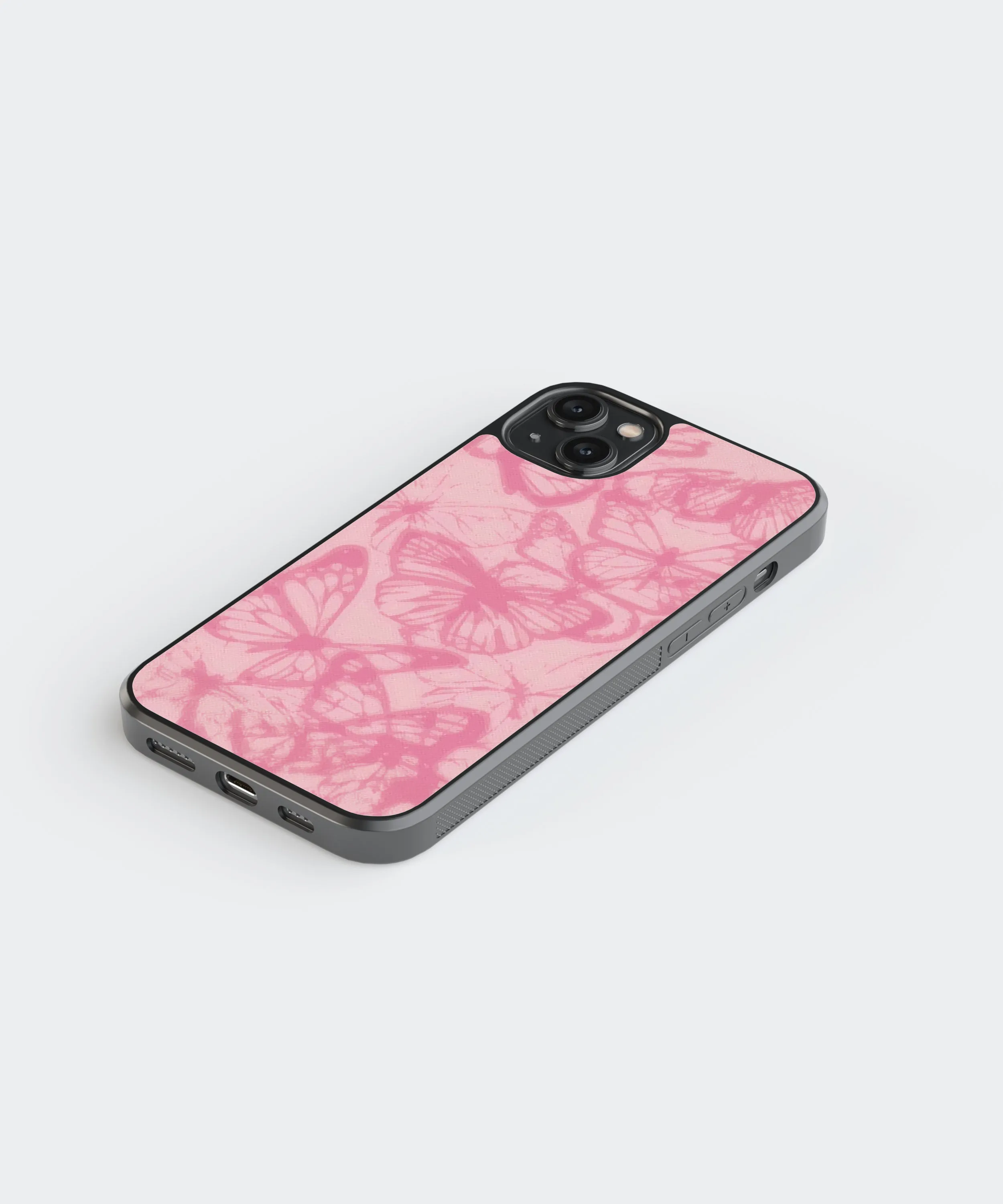 Butterflies Pink Abstract Glass Phone Case Cover