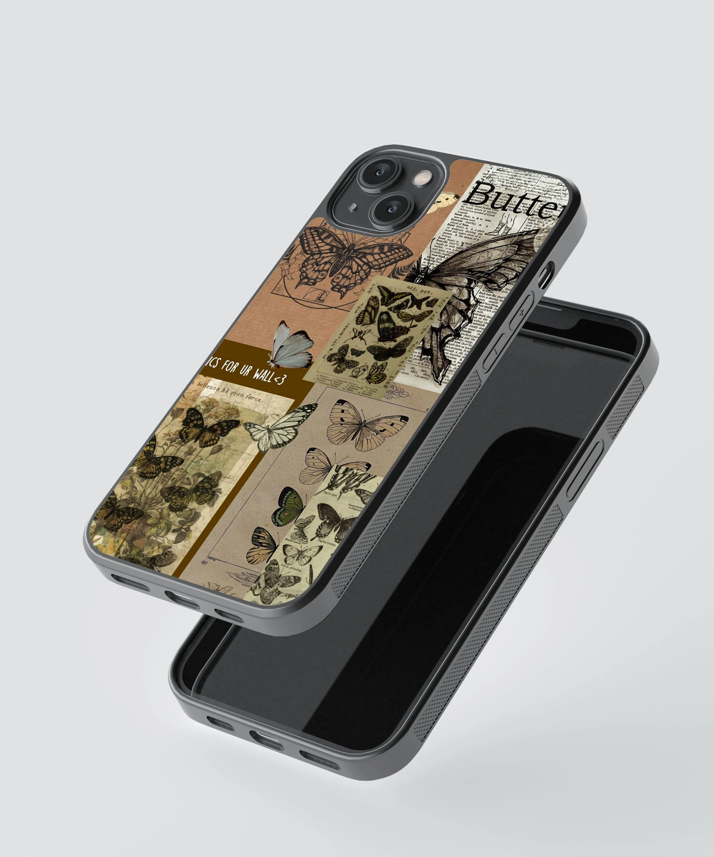 Butterfly Blueprints Vintage Glass Phone Case Cover