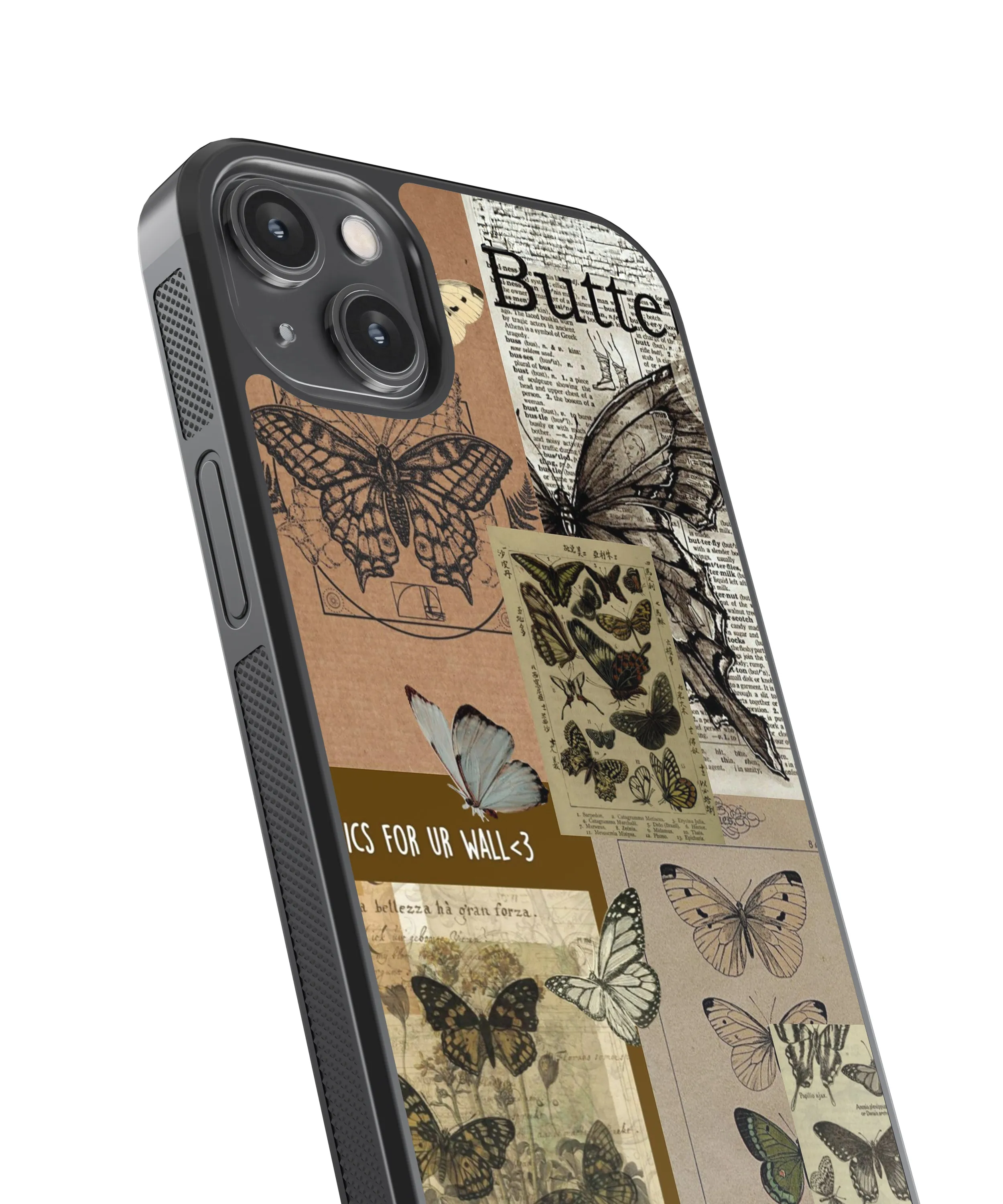 Butterfly Blueprints Vintage Glass Phone Case Cover