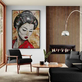 Cherry Kanji 140cm x 100cm Geisha Abstract Realism Book Club Painting (SOLD)