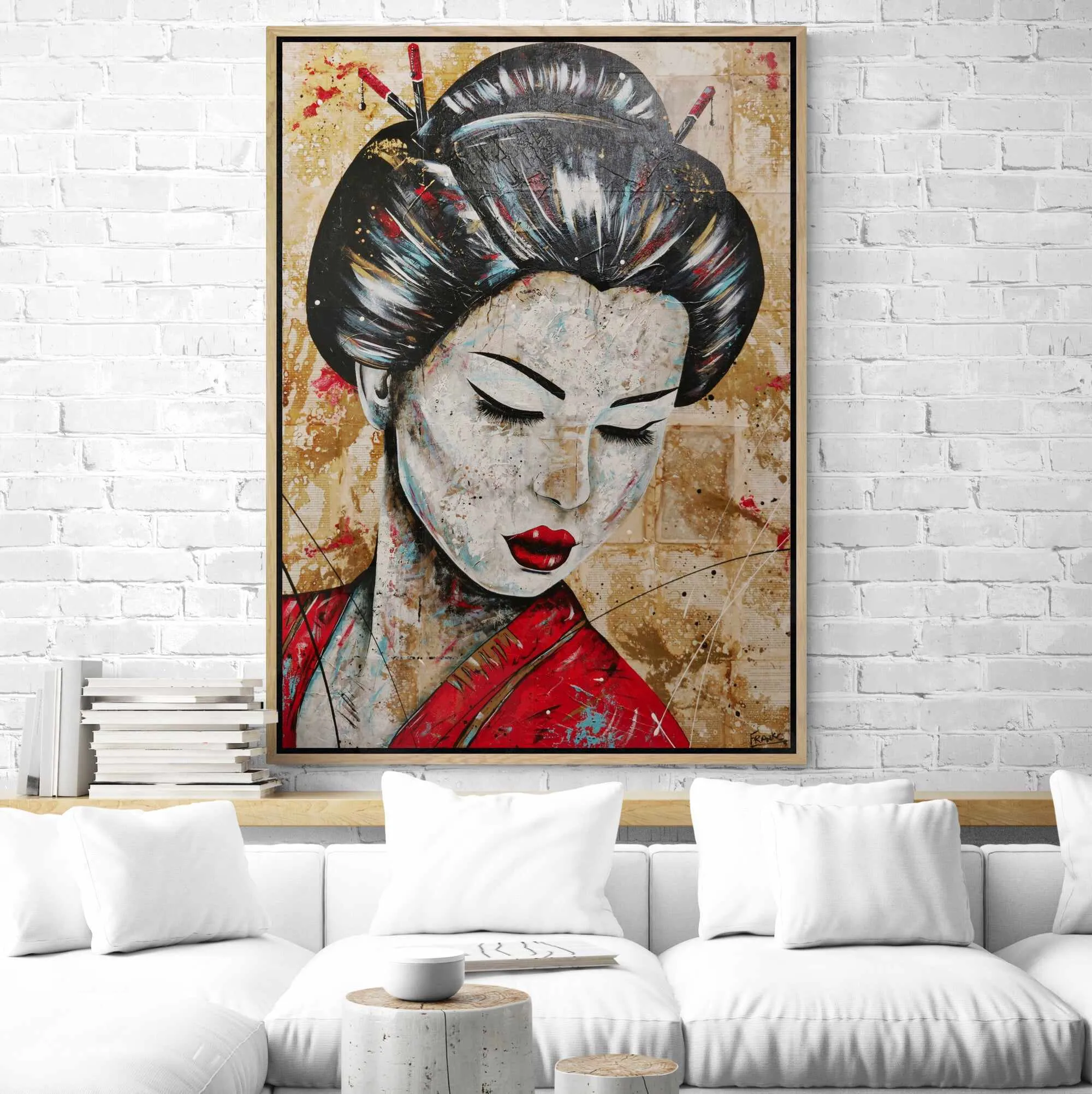 Cherry Kanji 140cm x 100cm Geisha Abstract Realism Book Club Painting (SOLD)