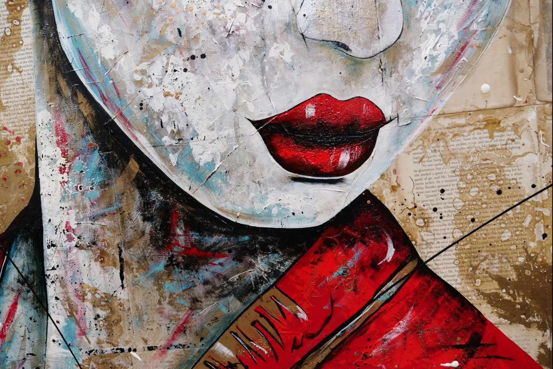 Cherry Kanji 140cm x 100cm Geisha Abstract Realism Book Club Painting (SOLD)