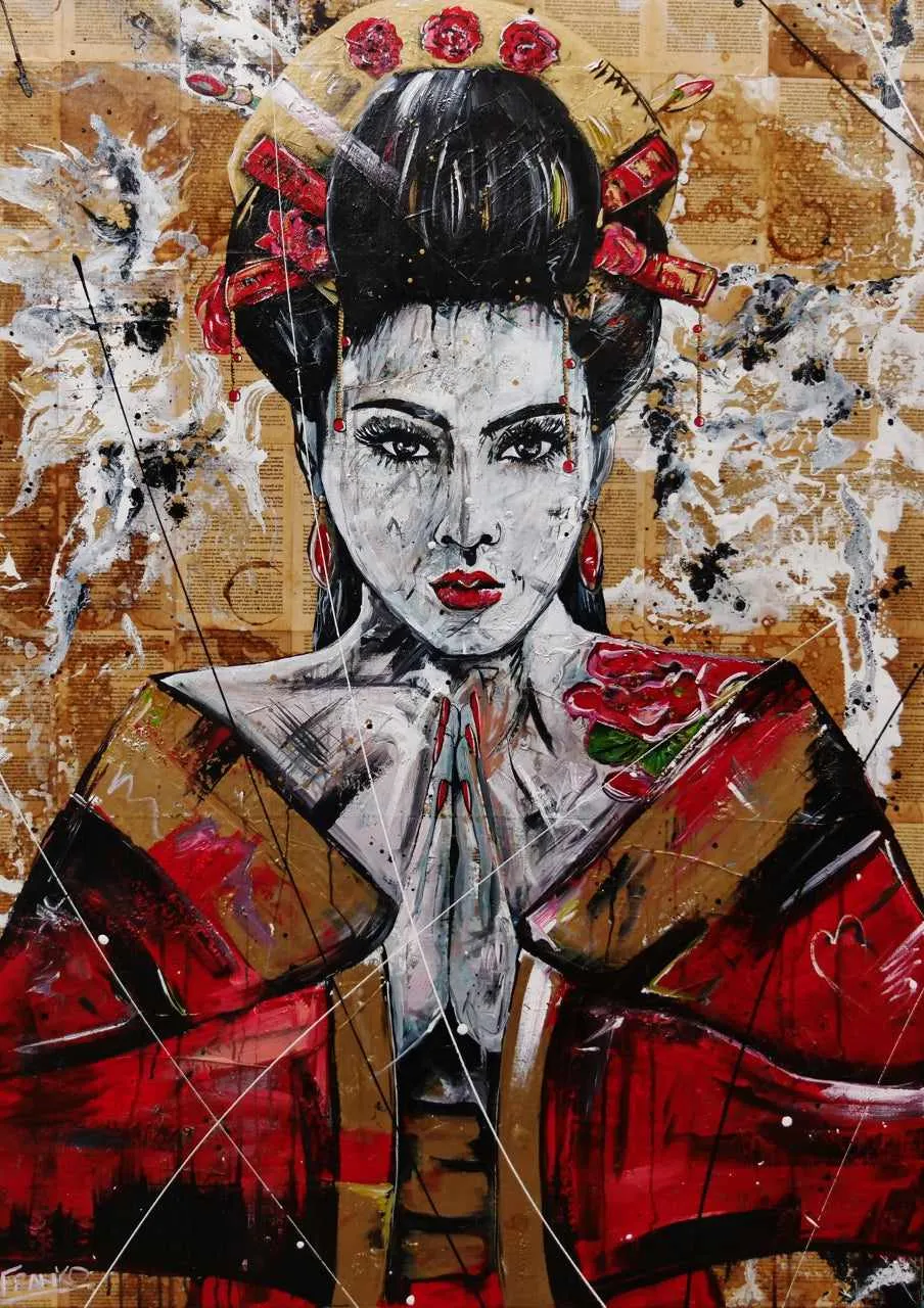 Cherry Ocho 140cm x 100cm Geisha Abstract Realism Book Club Painting (SOLD)