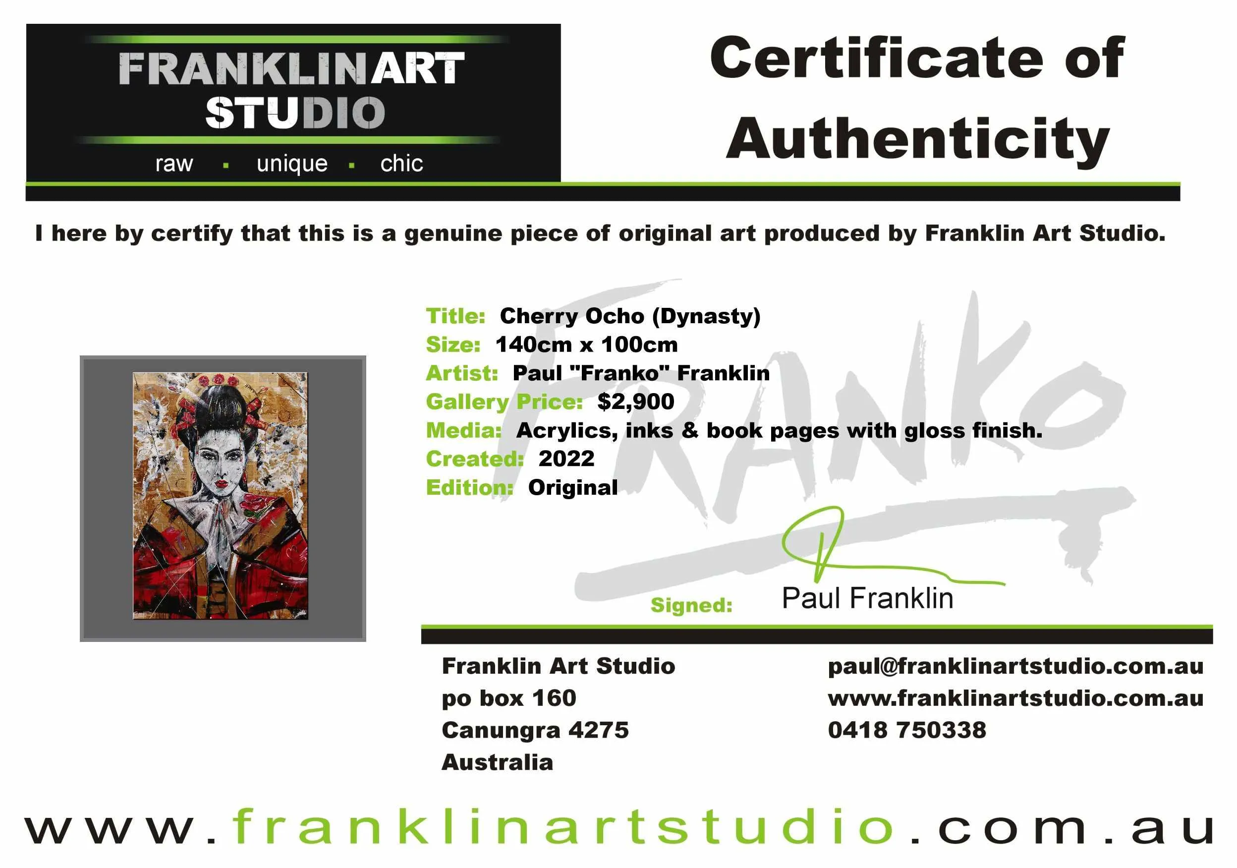 Cherry Ocho 140cm x 100cm Geisha Abstract Realism Book Club Painting (SOLD)