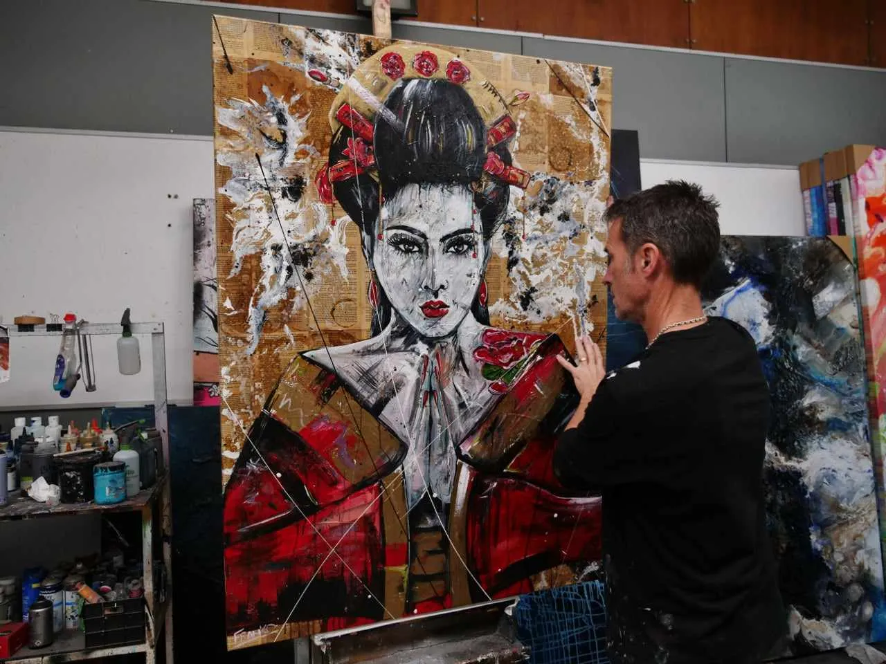 Cherry Ocho 140cm x 100cm Geisha Abstract Realism Book Club Painting (SOLD)