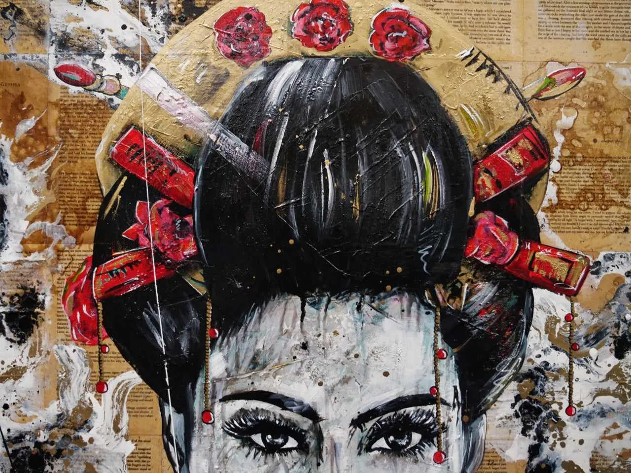 Cherry Ocho 140cm x 100cm Geisha Abstract Realism Book Club Painting (SOLD)