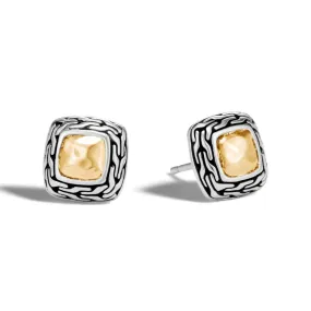 Classic Chain Hammered Gold Silver Heritage Stud Earrings - EZ96150